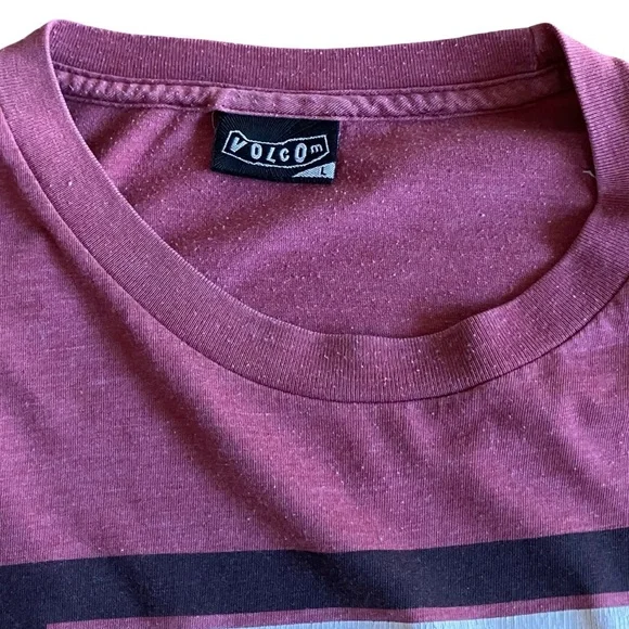 VTG Y2K Volcom Tshirt Adult Large Burgundy Classic Logo Skater Streetwear Surf - Picture 5 of 7
